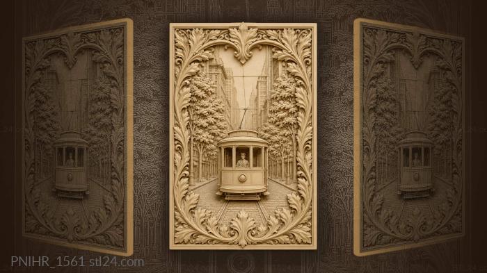 Vintage streetcar on leafy avenue 3d STL model