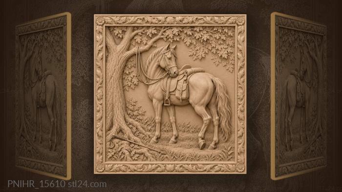 Horse under ancient spreading tree 3d STL model