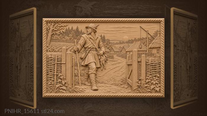 Hunter returns to village at dusk 3d STL model