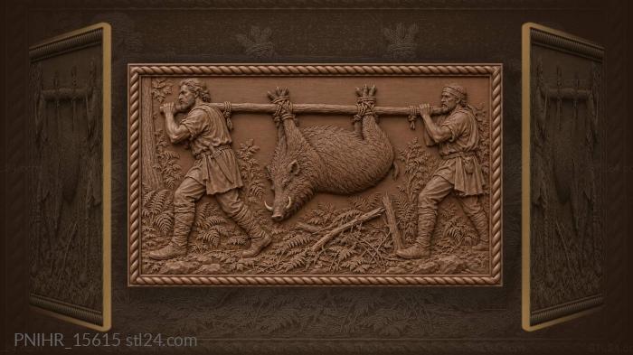 Wild boar hunt triumphant return 3d STL model