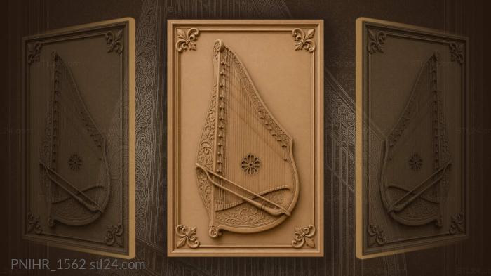 Dulcimer with bow floral frame 3d STL model