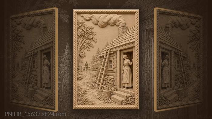 Cozy home smoke and distant hunters 3d STL model