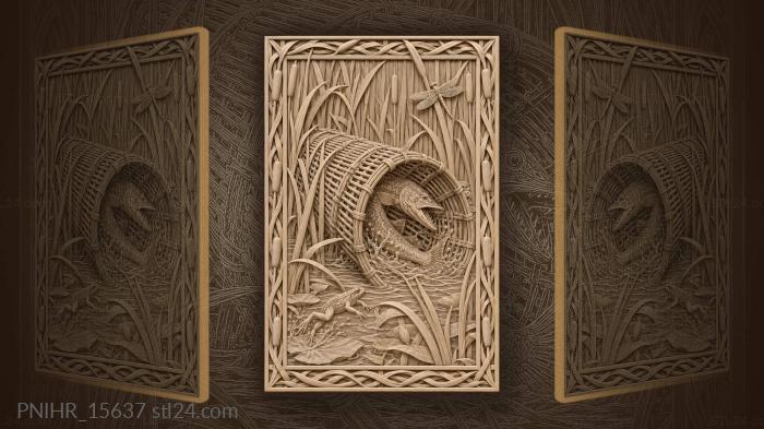 Pike caught in reed trap 3d STL model