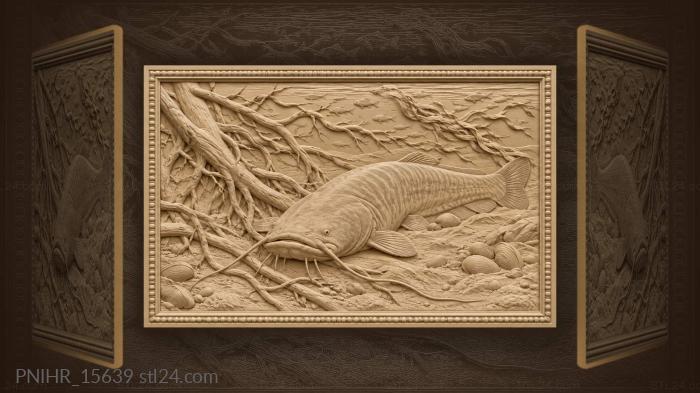 Giant catfish in river depths 3d STL model