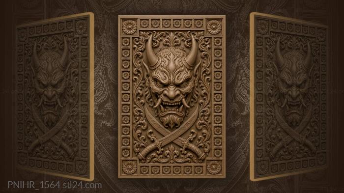 Oni mask with crossed blades 3d STL model
