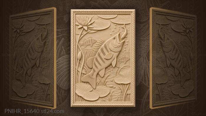 Perch leaping among water lilies 3d STL model