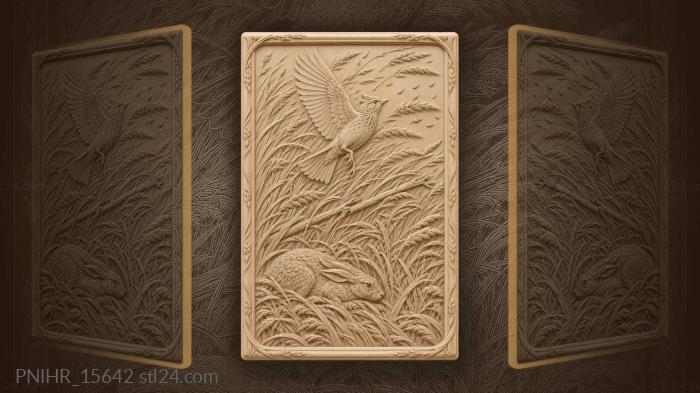Windblown steppe grasses soaring lark hare 3d STL model