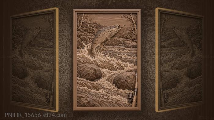 Trout breaking clear of the rapids 3d STL model
