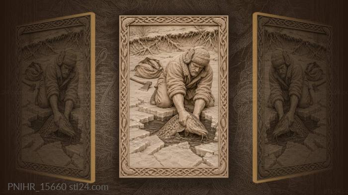 Hauling burbot by hand from under ice 3d STL model