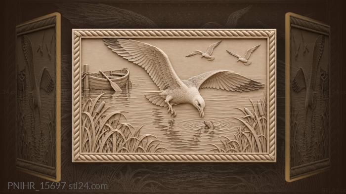 Don river gull and fishing scene 3d STL model