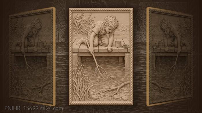 Young fisherman by the quiet river 3d STL model