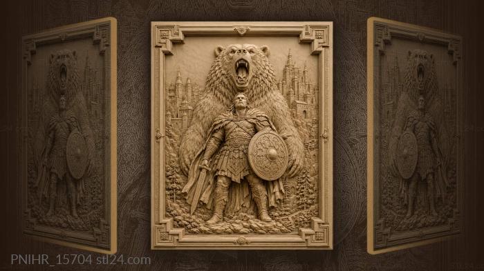 Shieldman before a bear guarding the city 3d STL model