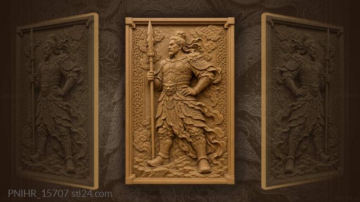 Spearman among curling cloud scrolls 3d STL model