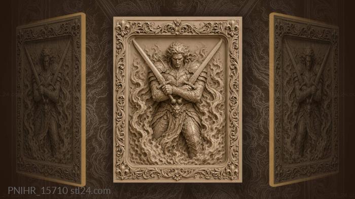 Warrior crosses two swords on his chest 3d STL model