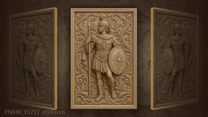 Spearman ringed by swirling scrolls 3d STL model