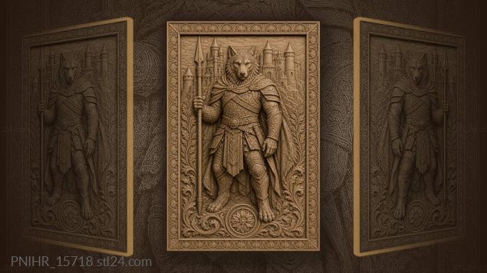 Wolf warrior with castle backdrop 3d STL model