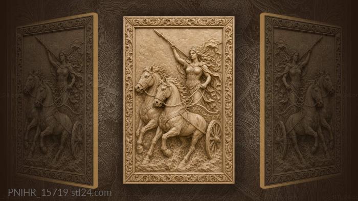 Warrior goddess powerful chariot ride 3d STL model