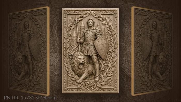 Warrior guarding a majestic lion 3d STL model