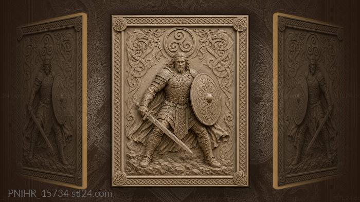 Triskele spinning above warrior head 3d STL model