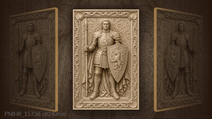 Knight with crested shield and spear 3d STL model