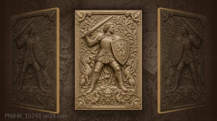 Warrior with crested shield among beasts 3d STL model