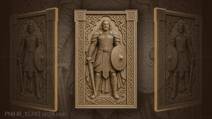 Knotwork running beside round shield 3d STL model