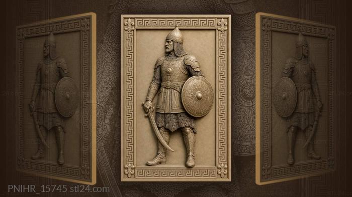 Warrior with a curved sabre and round shield 3d STL model