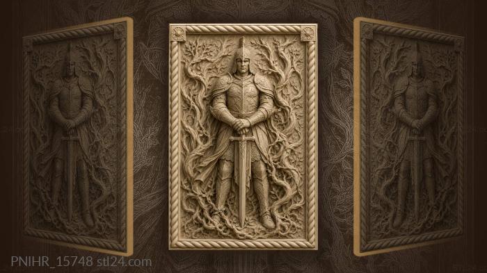 Fighter with longsword among roots 3d STL model