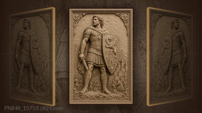 Shield showing a fortress and a lion 3d STL model