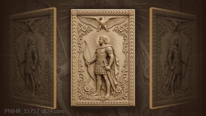 Bowman beneath an eagle and a sun disc 3d STL model