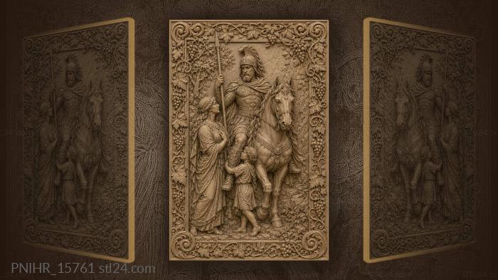 Horseman parting from wife and son 3d STL model