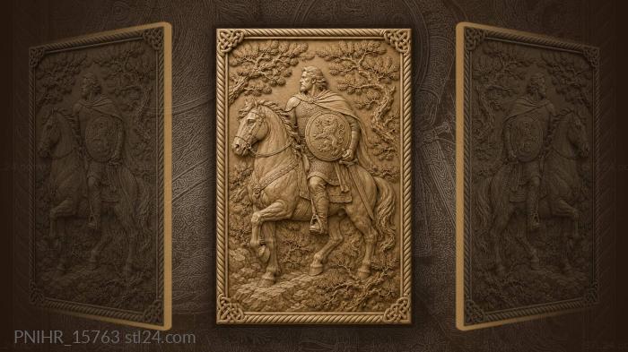 Warrior with a crested shield among pines 3d STL model