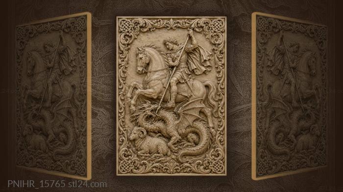 Lancer spearing dragon above a ram 3d STL model