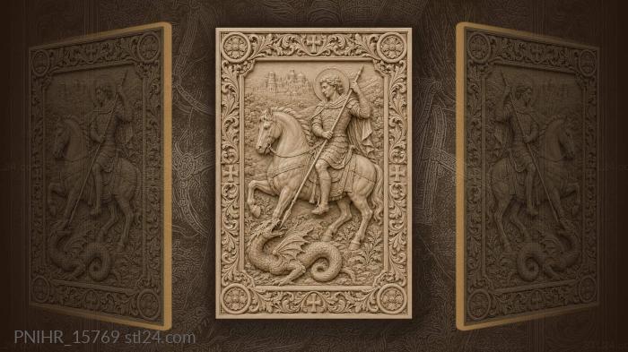 Haloed horseman spearing a serpent 3d STL model