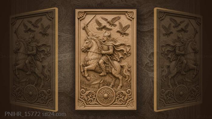 Three ravens above a horned helmet 3d STL model