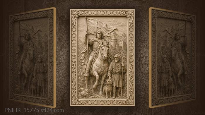 Shepherd and dog before a banner rider 3d STL model