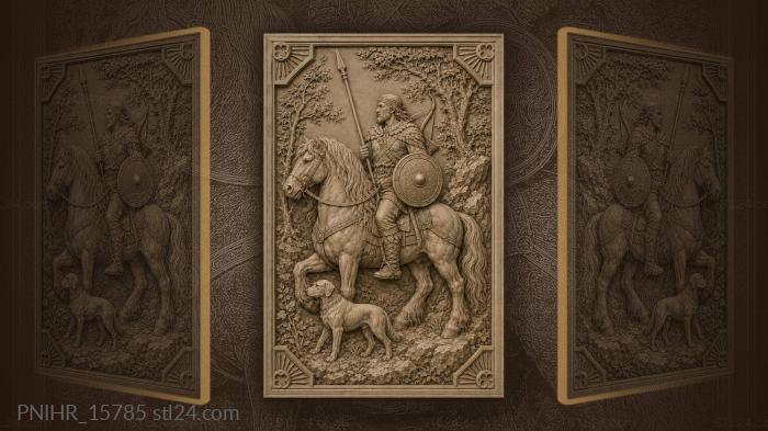 Hunting dog beside a shaggy horse 3d STL model