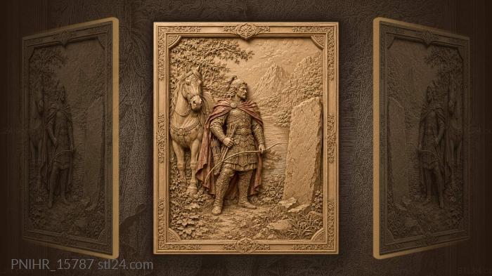 Traveller with a bow at a wayside stone 3d STL model
