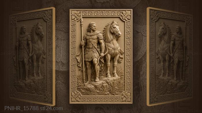 Bowman with his horse on a rock 3d STL model
