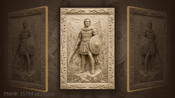 Curved sabre above a mountain city 3d STL model