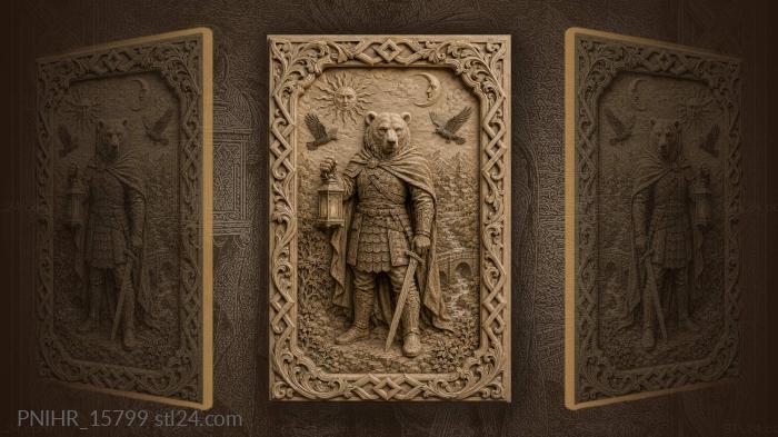 Bear headed man with a lantern 3d STL model