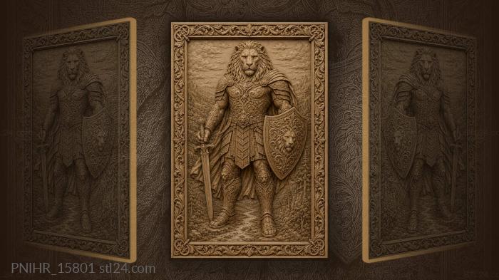 River and forest below a lion faced fighter 3d STL model
