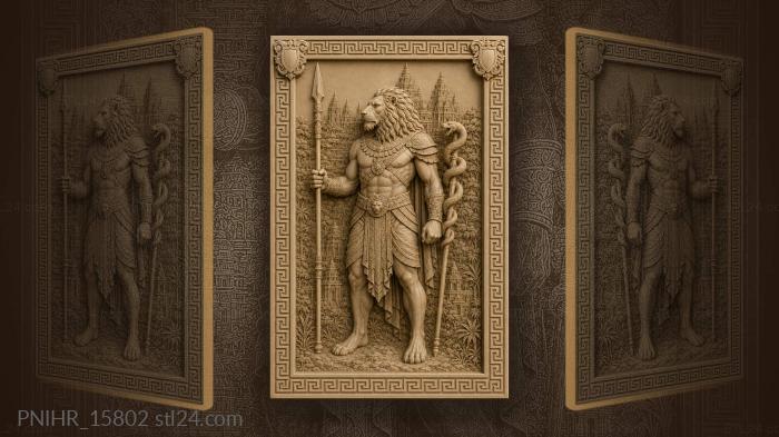 Warrior lion head city scene 3d STL model