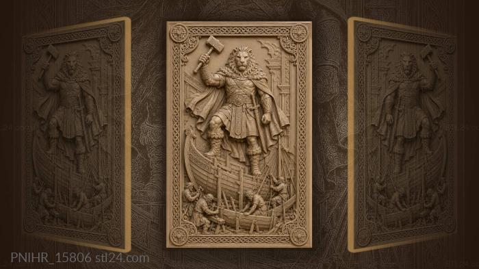 Lionheaded warrior shipbuilding scene 3d STL model