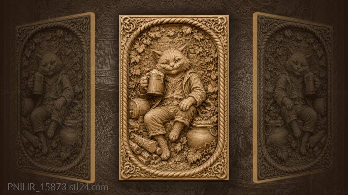 Cat with tankard cozy scene 3d STL model