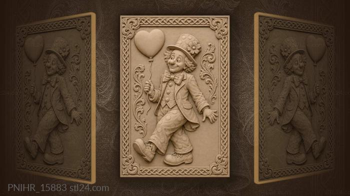 Jester in a patterned suit with a heart 3d STL model