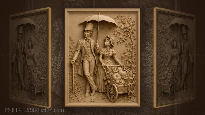 Autumn couple with pumpkin harvest 3d STL model