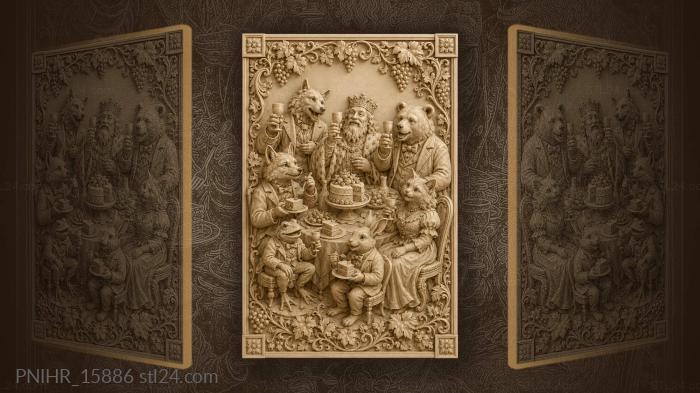 Forest friends joyful celebration banquet 3d STL model