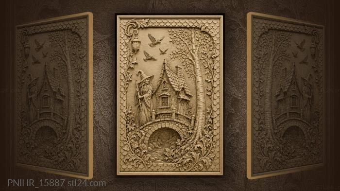 Fairytale cottage by birch tree 3d STL model