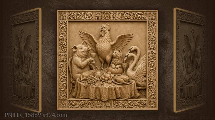 Farm animals joyful table setting 3d STL model